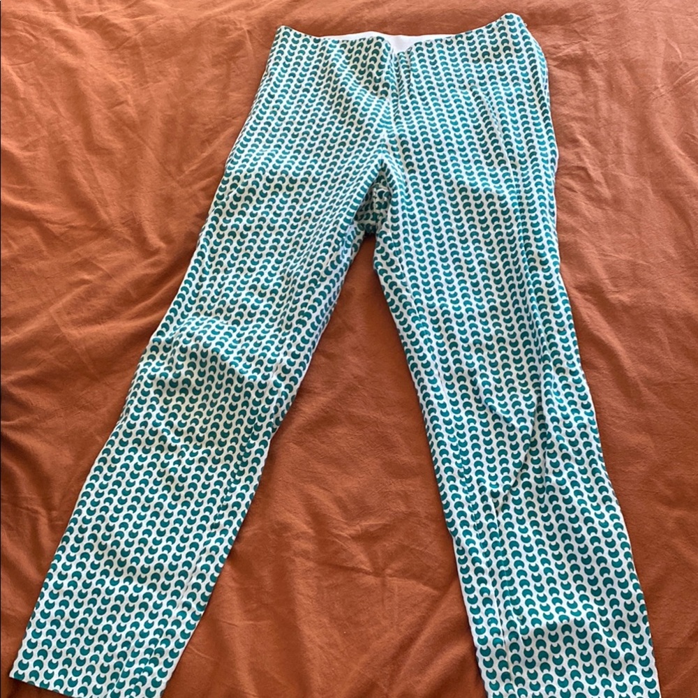 Green and White Patterned Pants